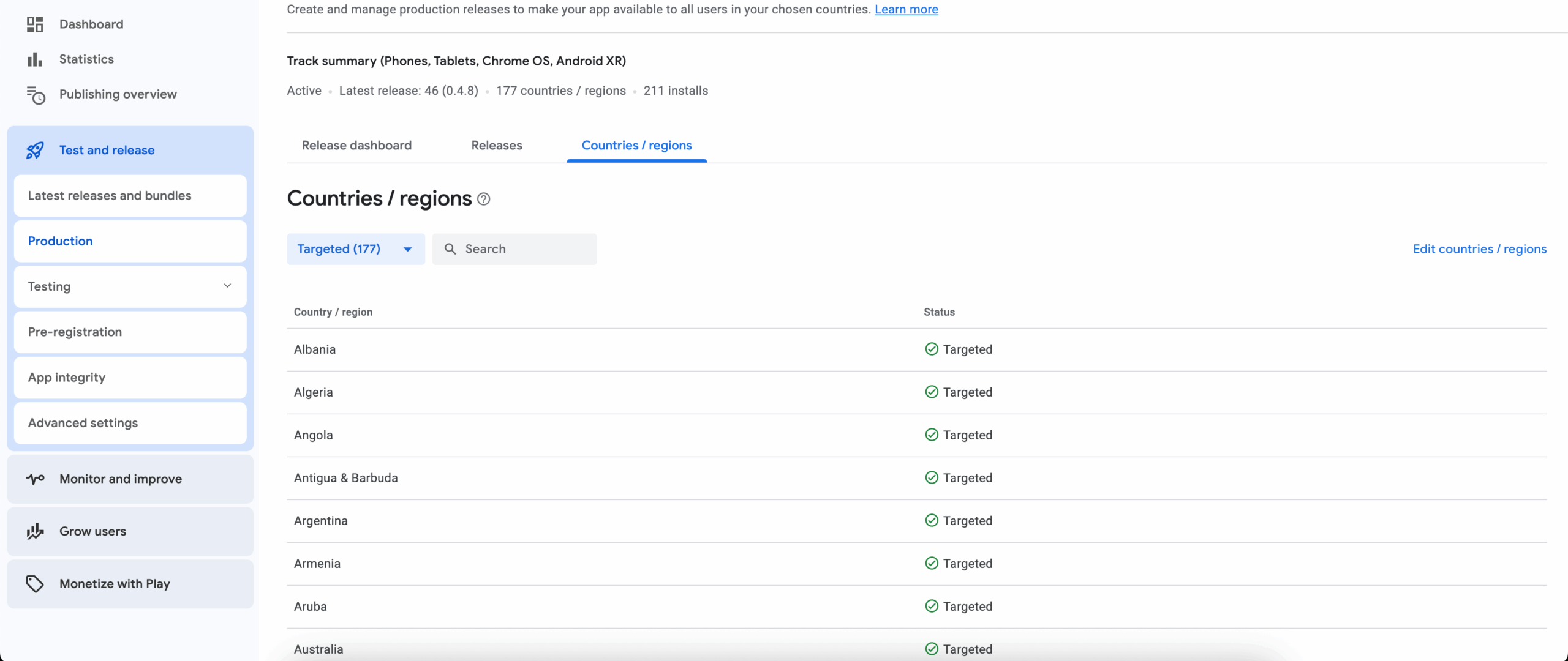 App pricing and distribution setup